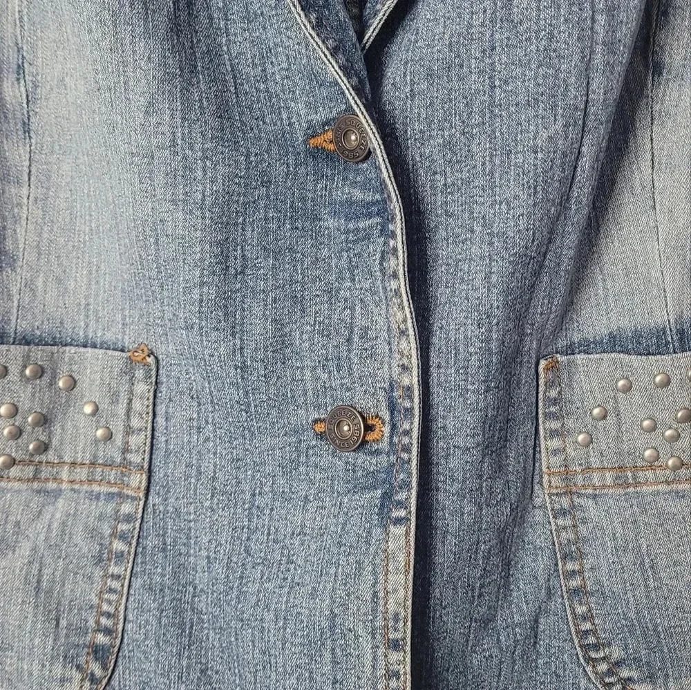 Squeeze Jeans Vintage Embellished Denim Blazer Jacket - Size 18 - Picture 7 of 10